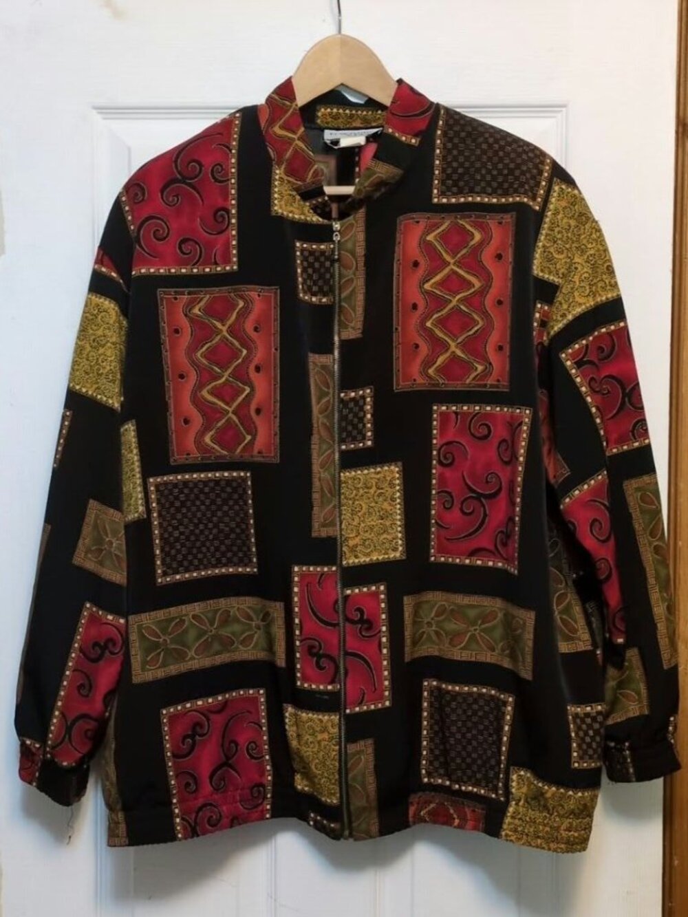 VTG 90s Kensington Square Patchwork Jacket Sz XL Made in USA Whimsigoth Boho Art